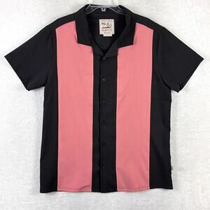 Beautiful Giant Bowling Shirt Mens L Black Pink Preppy Rockabilly Aloha 50s 60s